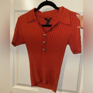 burnt orange knit polo